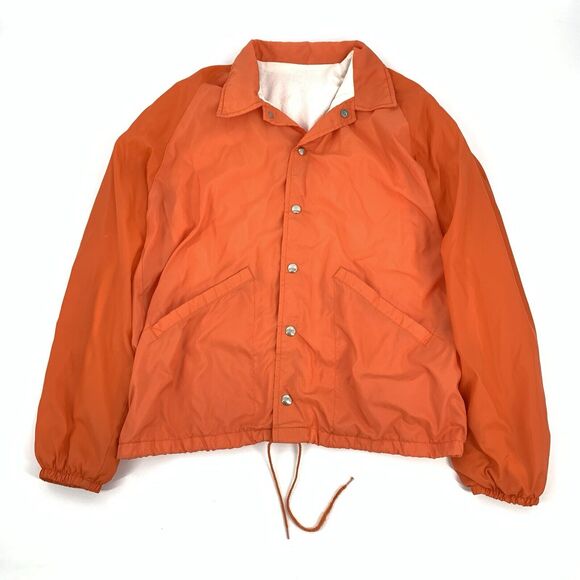 Vintage 1980s Snap Down Front Lightweight Windbreaker Jacket Large Adult Orange - Picture 1 of 5